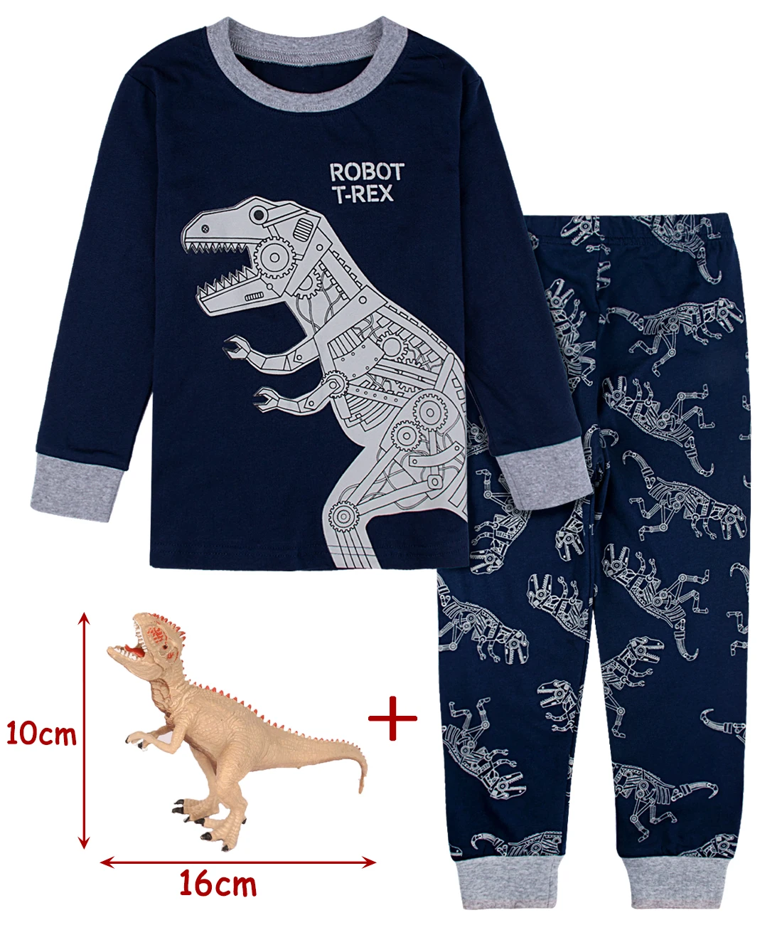 Dinosaur with toy 10 Детская Пижама для мальчиков Детские пижамы Пижама с динозавром ребенок мультфильм пижамы ночное год на весну и зиму Пижама для мальчика - Цвет: Dinosaur with toy 10