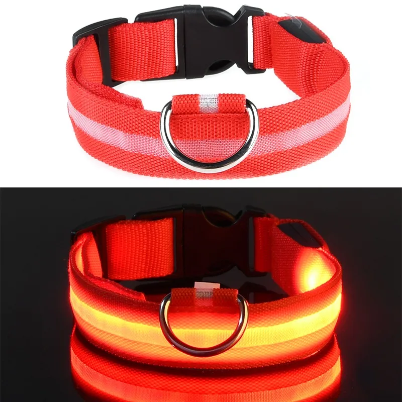 Usb Charging Led Dog Collar Safety Led Luminous Dog Pet Light Up Collar Night Nylon Necklace Glowing Leads for Dogs Night Safety custom dog collars