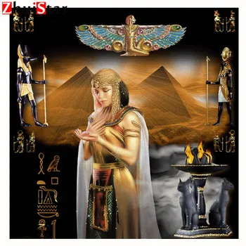 Cena Pełna Okrągły/kwadratowy 3D Obraz Diamentowy DIY Królowa Egiptu Diament Haft 5D Diament Cross Stitch Diament Mozaika WHH