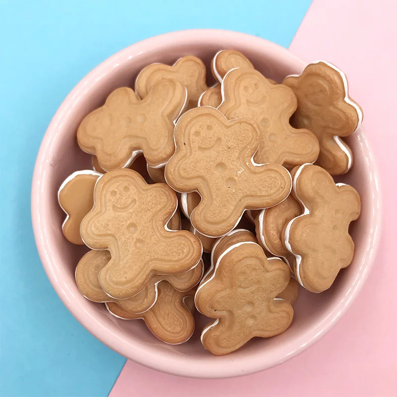 Gingerbread man 10 шт./лот кавайный мультяшный медведь сердце Печенье Flatback Смола Кабошон Моделирование поддельные Кабошоны-еда рождественские украшения Ремесло - Цвет: Gingerbread man