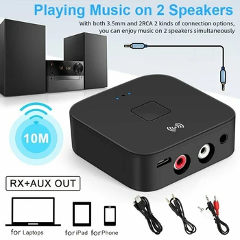 

Bluetooth 5.0 RCA Audio Receiver APTX 3.5mm AUX Jack Music Wireless Bluetooth Adapter With NFC for Car TV Computer Speakers
