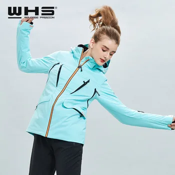 

Windproof and Waterproof Outdoor Single Board Double Board Ski women's Pure Color Mint Green Fashion Warm top Coat Jacket Cotto