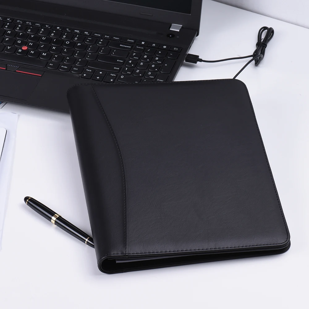 비즈니스 포트폴리오 Padfolio 폴더 문서 케이스 정리함 A4 PU 가죽, 명함 U 플래시 디스크 거치대 메모 메모 패드