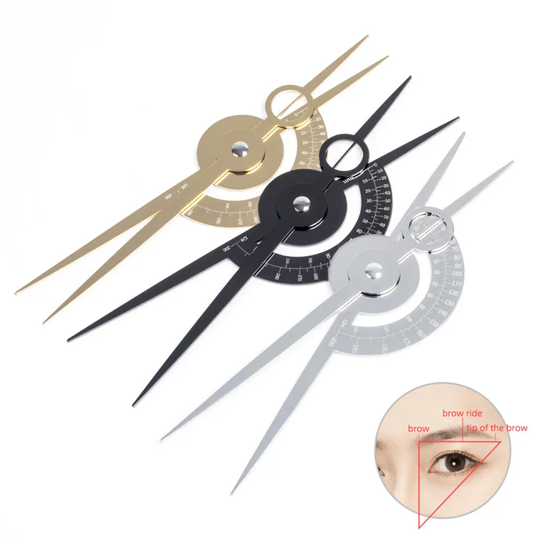 1 pz. Righello per sopracciglia in acciaio inox per microblading, calibro aureo, misura per trucco permanente, stencil, accessori e forniture_voghion.com