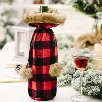 

New Year 2021 Santa Claus Wine Bottle Dust Cover Xmas Navidad Noel Christmas Decorations for Home Natal 2020 Dinner Table Decor