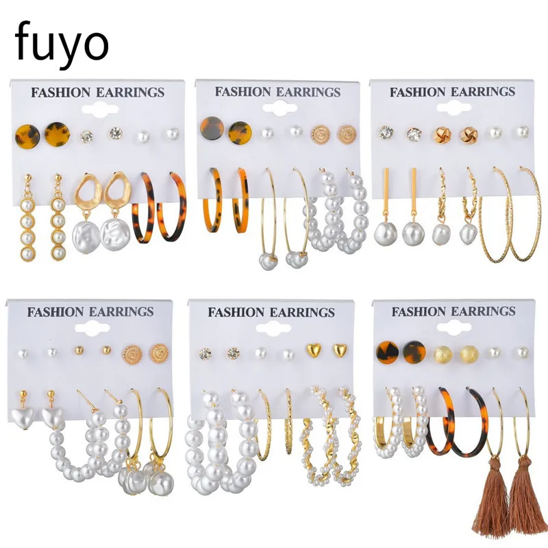 

fuyo Tassel Acrylic Earrings For Women Bohemian Earrings Set Big Geometric Stud Earring Brincos Female DIY Fashion Jewelry 2019