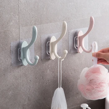 

Nordic Style 5 pcs multi-purpose bathroom wall hooks PP solid color for hanging bath ball towel clothes organizer strong hooks