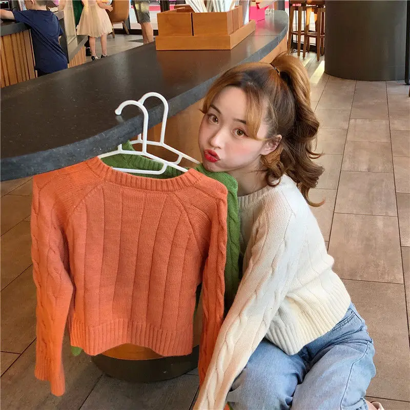 

2020 women's sweet fresh sweater Korean women's thick round neck loose sweater womens sweaters winter cashmere sweater G1871