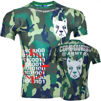 

Combat combat short sleeved T-shirt camouflage army fan splay training fitness muscle stretch MMA clothes dog quick dry