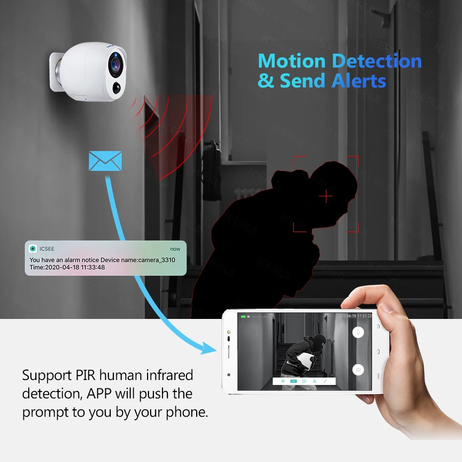 KERUI 2MP ip камера батарея наблюдения охранный монитор WiFi беспроводная CCTV PIR