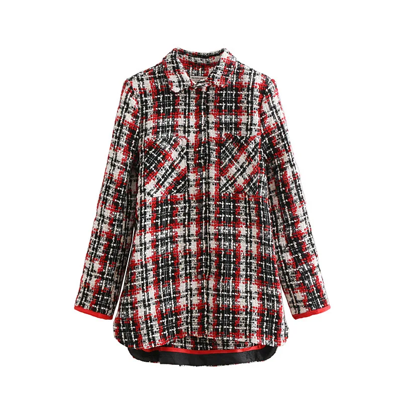 

D5ly7-5609 2018 Autumn New Style Retro WOMEN'S Dress Tweed Pattern Coat