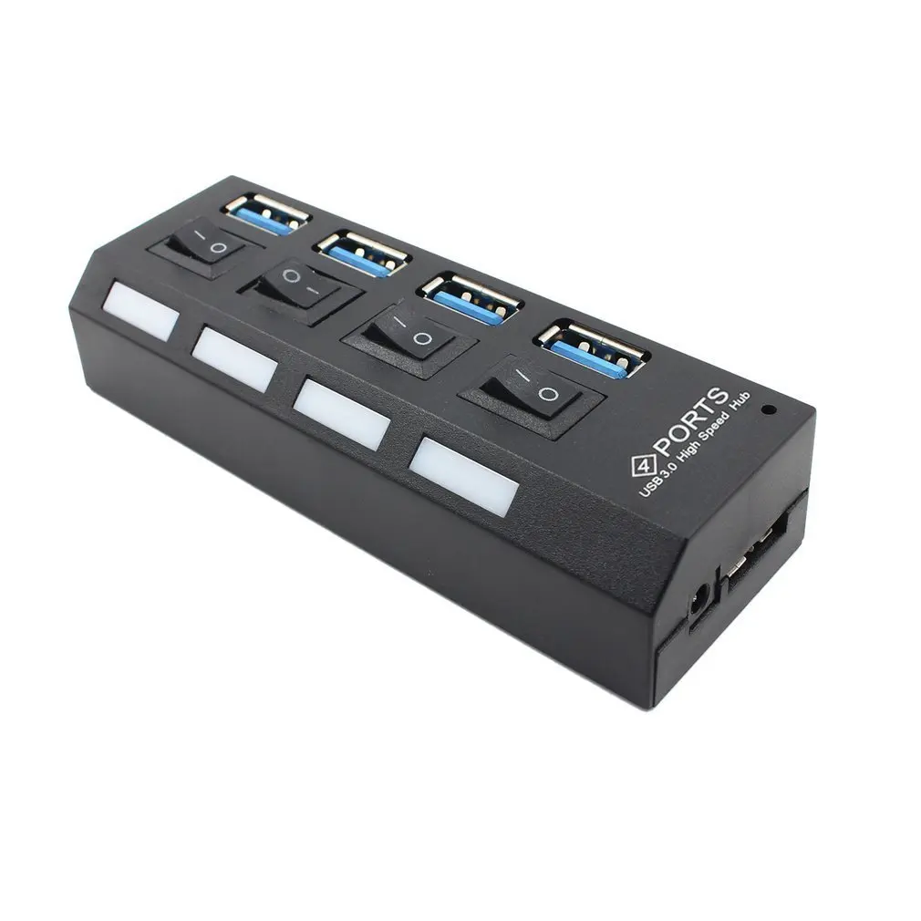 Usb-хаб 3,0 4 порта Micro USB 3,0 концентратор разветвитель с адаптером питания высокоскоростной 5 Гбит/с USB разветвитель для ПК
