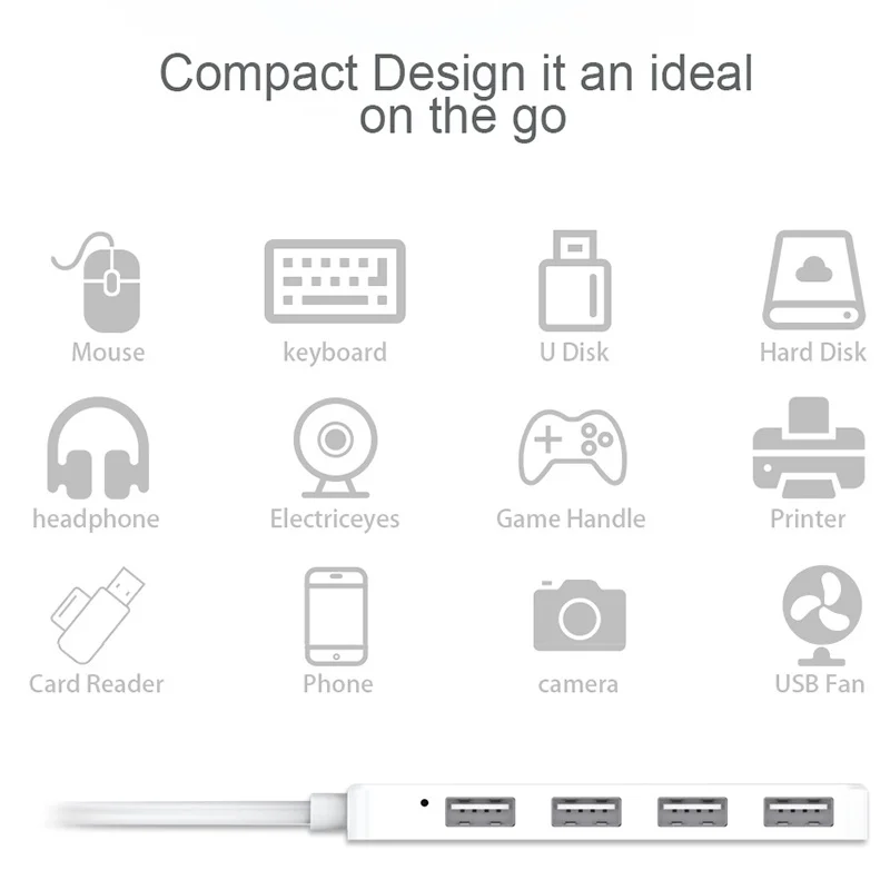 Горячая Распродажа, новинка, 4 USB 2,0 порта, концентратор, скоростной разветвитель, адаптер, аксессуары для ноутбуков, адаптер питания, Usb интерфейс для ноутбука, удлинитель