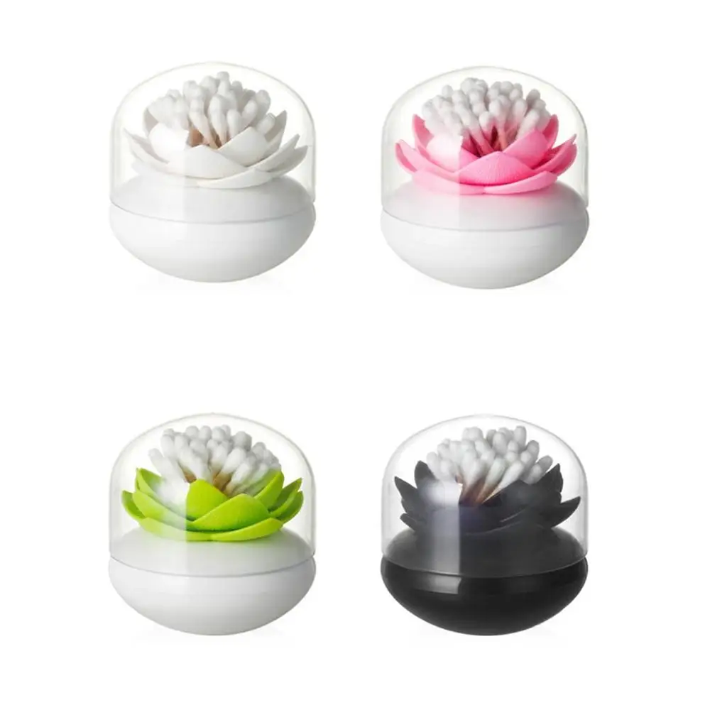 Creative Lotus Toothpicks Holder Cotton Swab Box Cotton Bud Holder Case Table Decorate Storage Box Organizer Useful Diam 8.1CM