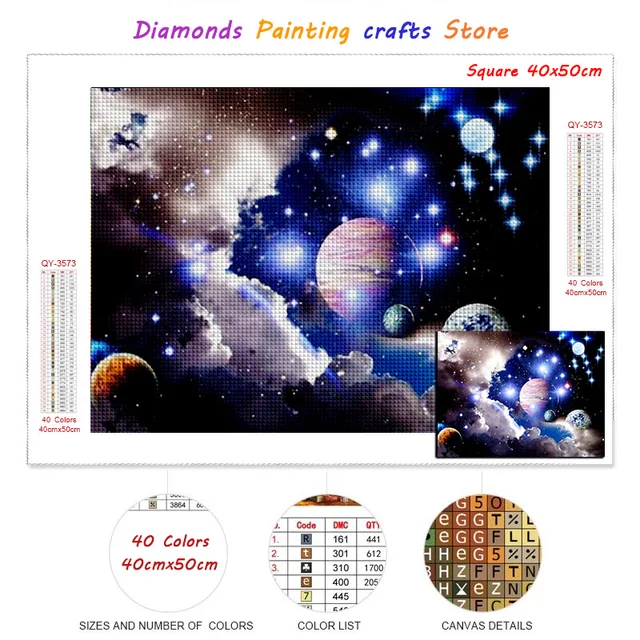New AB Diamond Painting Universe Planet Full Square/Round Diamont Embroidery Sky Landscape Mosaic Galaxy Cross Stitch Home Decor H41-2