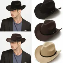Wool Western Cowboy Hat With Fashion Buckle Belt 8 Color High Quality Gentleman Lady Jazz Cowgirl Toca Sombrero Cap