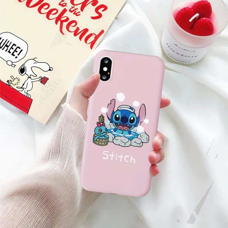 Милый чехол Lilo Stitch для IPhone X, XR, XS, MAX, 7, 8, 6, 6s Plus, мультфильм, Стич, матовый, Imd, мягкий силиконовый чехол для телефона, чехол для Iphone 11