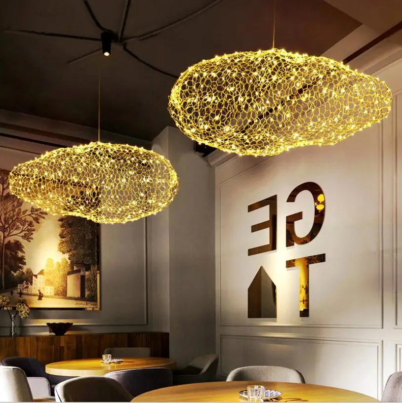 

Barbed wire Cover Cloud restaurant chandelier LED hanging light For Bar Coffee Shop big white cloud bedroom decor light Fixtures
