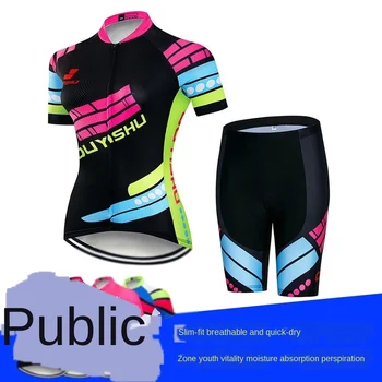 

Short-Sleeve Cycling Clothes Suit Female Summer Breathable Quick-Dry Road Mountain Bike Shorts suit