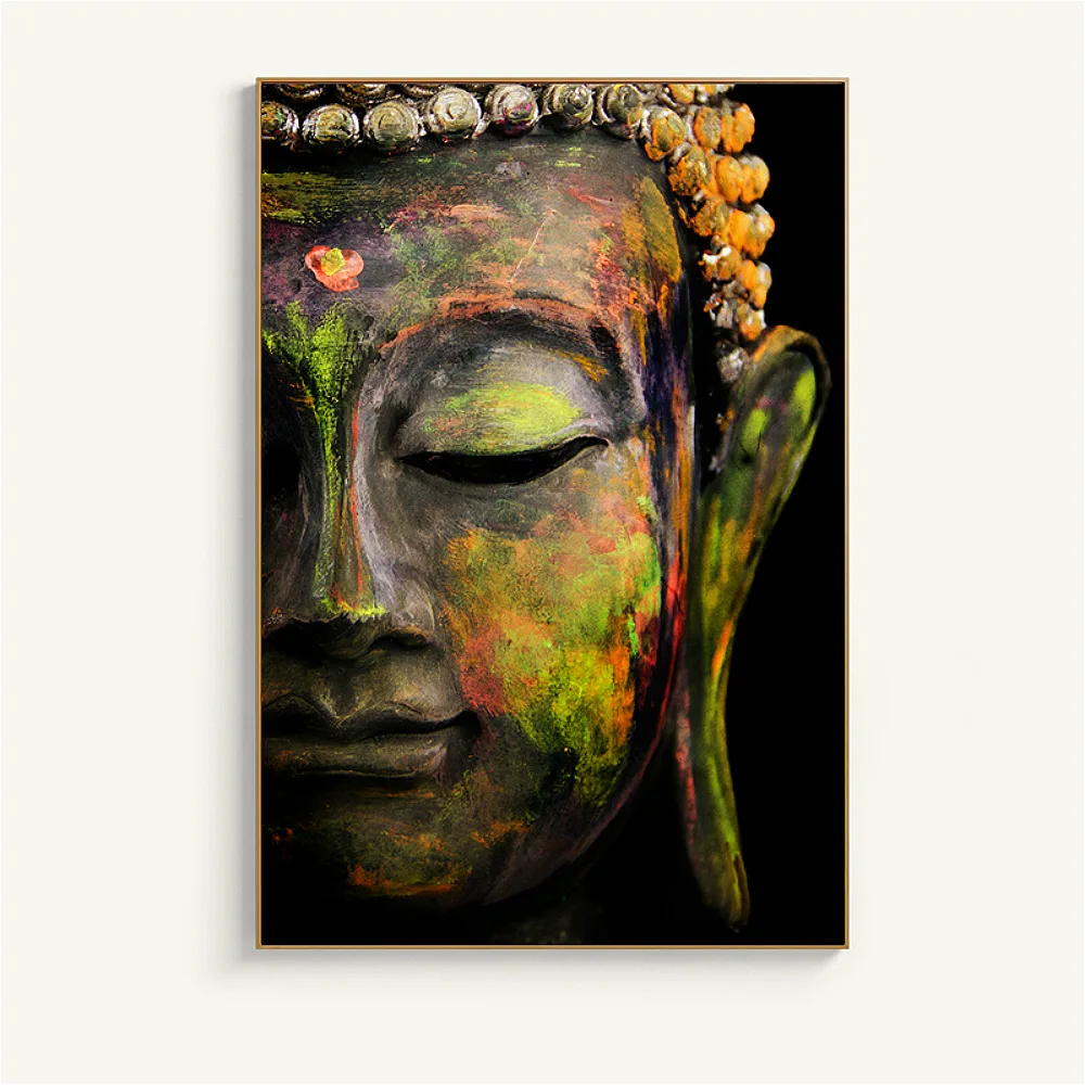 

Amazon Hot Selling Zen Buddha Head Portrait Library Decorative Painting Living Room Hanging Painting Literature And Art Clubhous
