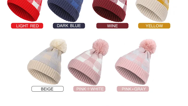 Thicken Winter ladies plush ball hat wool knit thick warm lining beanie hat ladies fashion mistakes ski cap