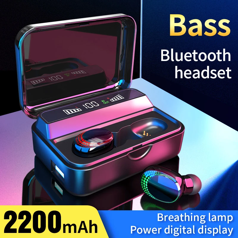 

TEAMYO S590B Tws Wireless Bluetooth Headset Mini In-ear 5.0 Wireless Bluetooth Headphone Bass Sports HD Stereo Bluetooth Headset