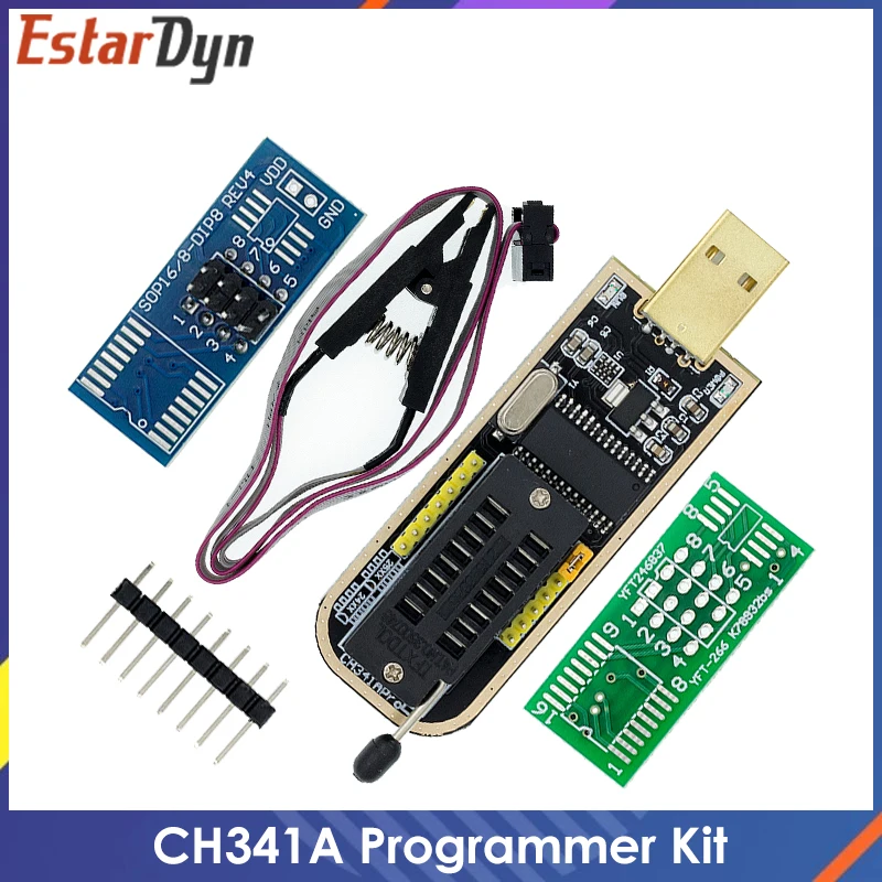 Pince de test pour EEPROM HauCXX/25CXX/24CXX, kit de bricolage, CH34l'autorisation 24 25 série EEPROM Flash BIOS USB programmeur Tech + SOIC8 SOP8