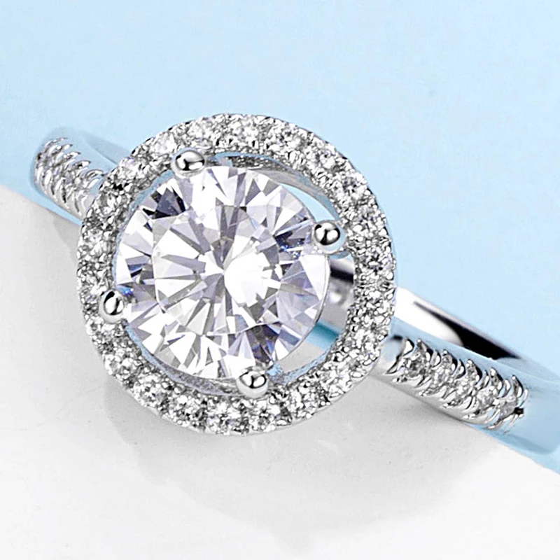 С покрытием из белого золота кольцо Главный камень 1 карат муассанит боковой