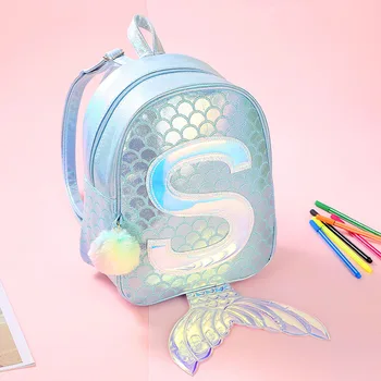 

High Quality PU Mermaid Backpack Girl Large Capacity Umbrella Book Organizer School Bag Cute Travel Beach Backpack