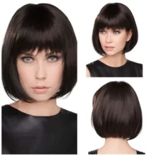 Срезанные 13×6 поддельные головы короткие парики из человеческих волос с челкой предварительно сорванные бразильские Реми прямые волосы для женщин