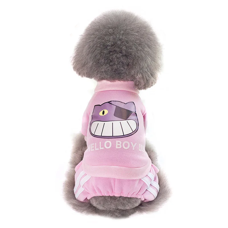 Pink Cats Pawstrip 4 цвета Собака Толстовка пальто спортивная одежда костюм для животных комбинезон для щенка маленькая собака одежда для чихуахуа Йоркский Petshop S-XXL - Цвет: Pink Cats