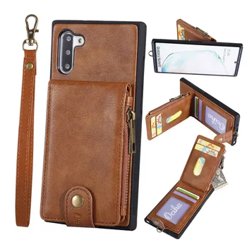 

PU Leather Flip Zip Wallet Phone Silicone Holder Case Cover Shell Zipper Magnetic Case For Samsung Galaxy Note 10