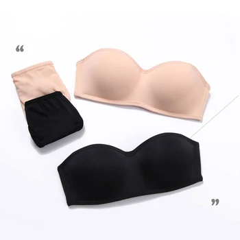

Women Bras Sets Smooth Solid Push Up Strapless Bras and Seamless Breathable Panties Sexy Female Intimates Sets