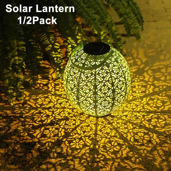 

LED Solar Projection Lamp Lantern Hanging Solar Lights Outdoor Garden Lights Metal Waterproof Table Lamp Home Decoration Q30
