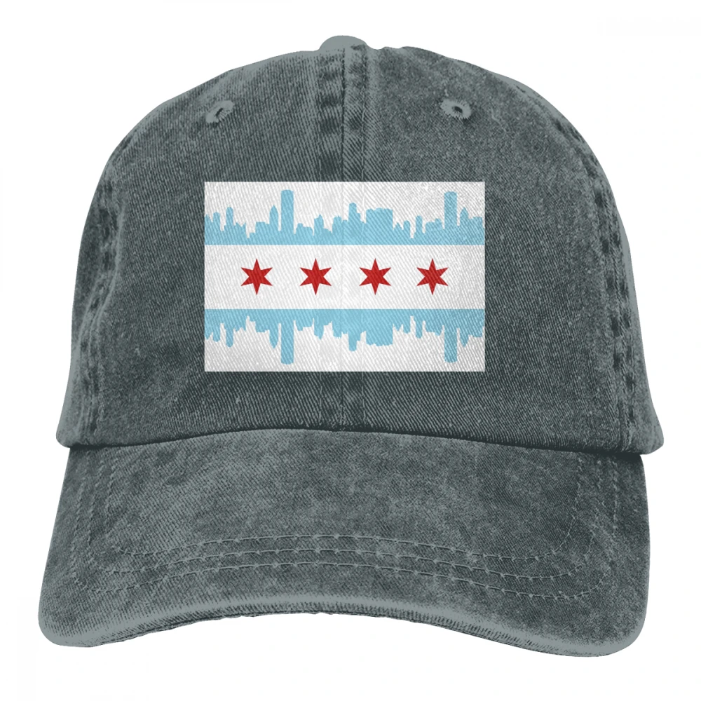 312 Chicago Flag городской силуэт Casquette черные унисекс Мужские Женские джинсовые бейсболка с ремешком кепки регулируемые Гольф папа шляпа