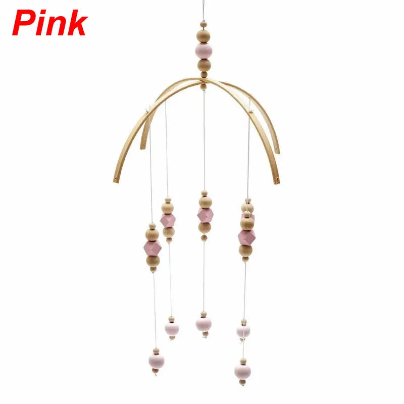 Pink Скандинавские детские погремушки игрушки деревянные бусины кроватки колокольчики новорожденных игрушка висящая над кроватью - Цвет: Pink