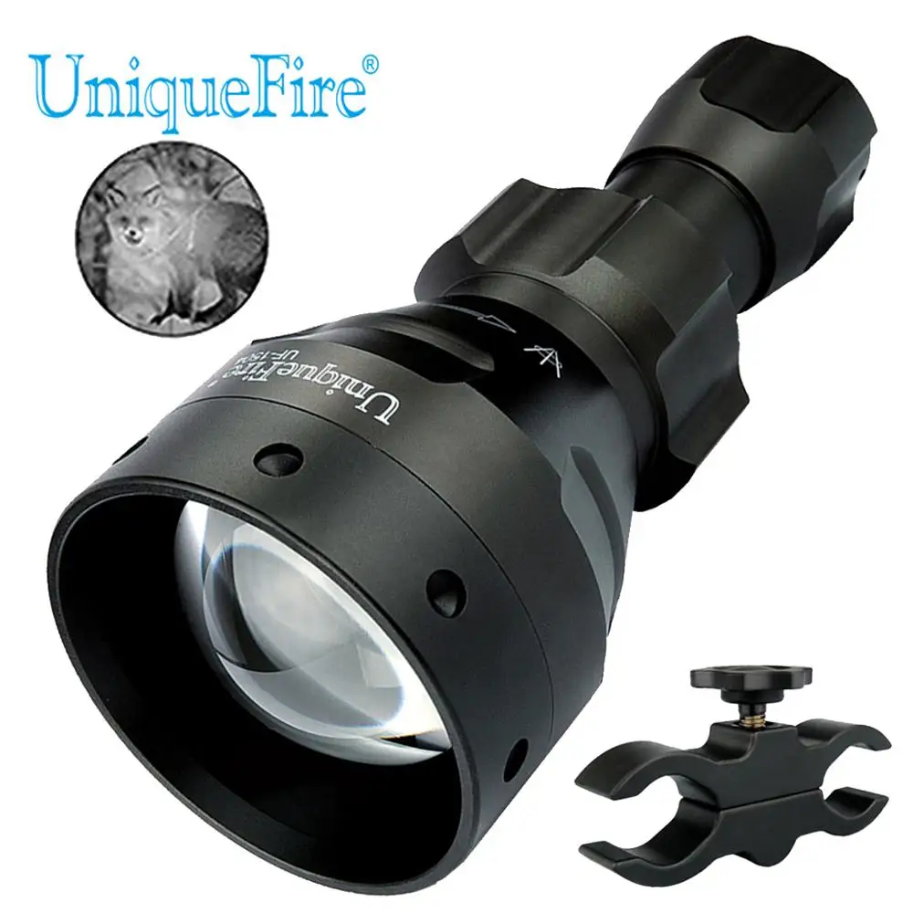 UniqueFire 1504 Zoomable 850nm IR LED Flashlight 67mm Convex Lens Torch with Scope Mount 3 Modes Light for Outdoor Night Hunting | Лампы и