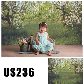 

photography backdrop spring nature green tree flowers baby newborn studio Easter backdrops photocall photozone US-236