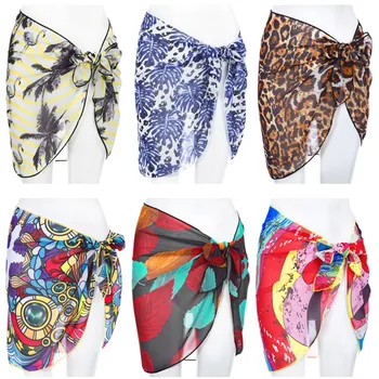 

Sexy Hot Swimwear Women Beach Skirt Chiffon Bikini Cover Up Print Beachwear Sarong Short Swimsuit Bathing Suit Swim Wrap Skirt