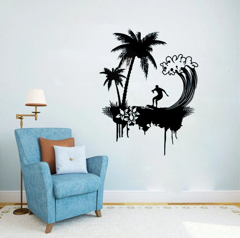 Импортные товары Лидер продаж художественный дизайн океанов серфинга дома Ванная комната Гостиная модные украшения настенные наклейки DW436