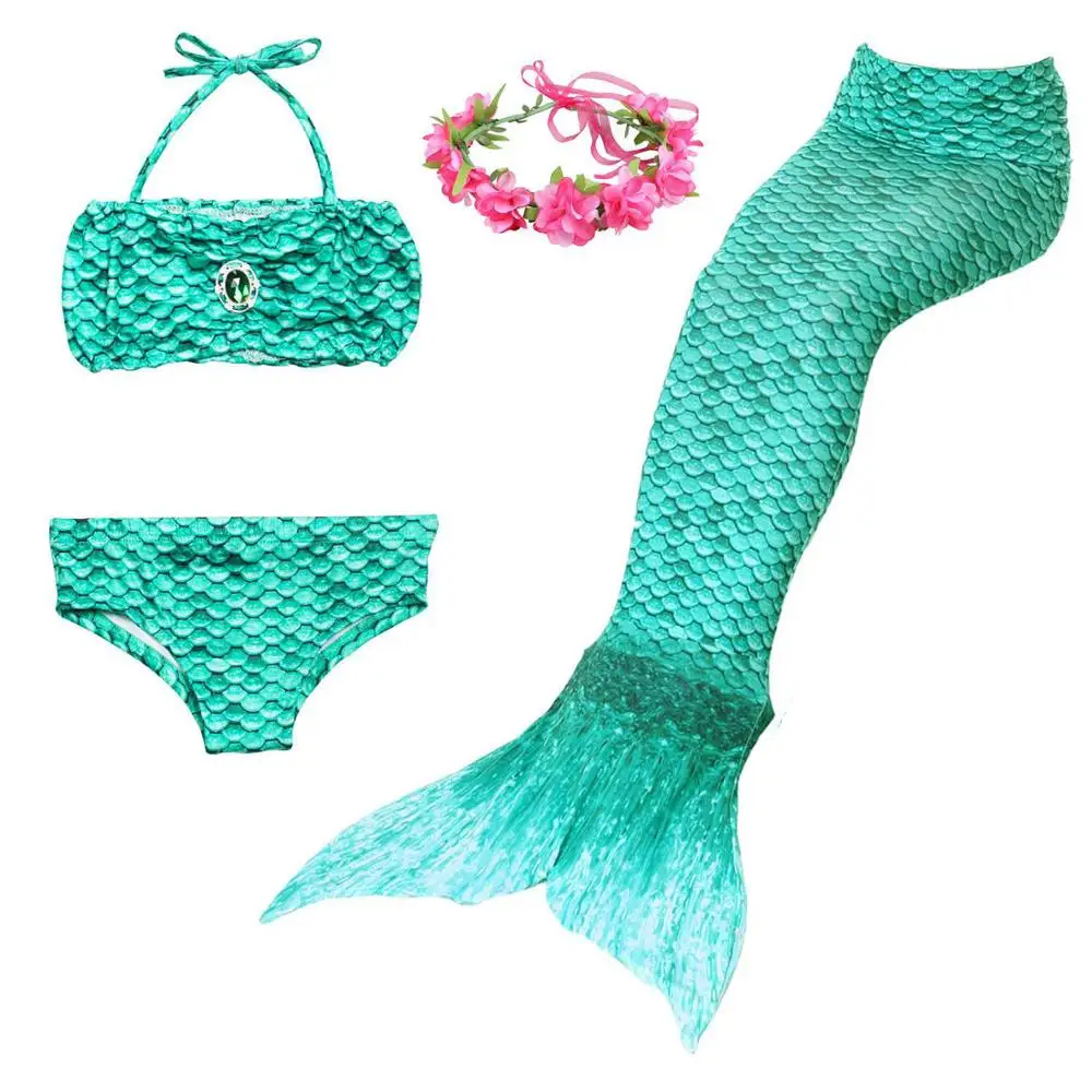 mermaid 4 set -9 Классический стиль девушки хвост русалки костюм дети Русалочка Купальник для косплея для детей легко добавить монофин - Цвет: mermaid 4 set -9