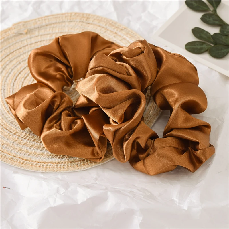 1PC Satin Silk Solid Color Scrunchies Elastic Hair Bands 2019 New Women Girls Hair Accessories Ponytail Holder Hair Ties Rope