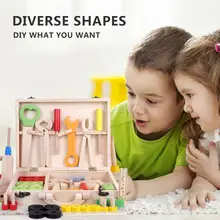 Деревянные инструменты, игрушки, набор инструментов, детская игрушка, обучающая игрушка, сделай сам, Строительный набор инструментов, ролевые игрушки, портативный деревянный ящик для инструментов, набор для семьи