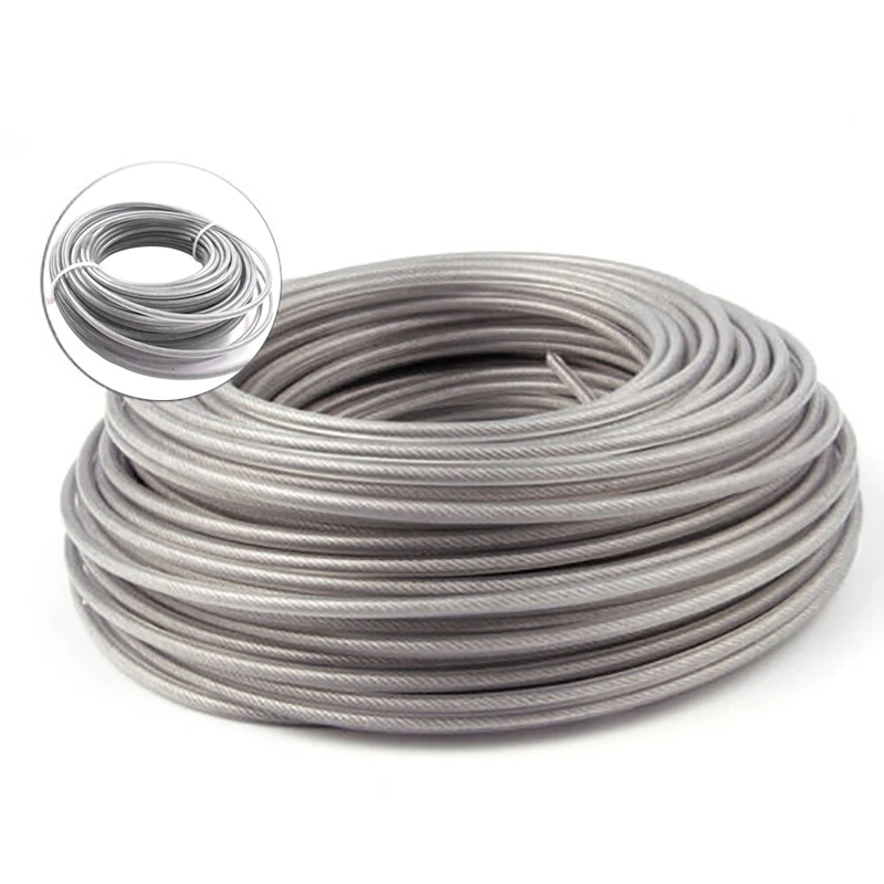 Steel Wire Grass Trimmer Wire Rope Brushcutter Lawn Mower Accessories Strimmer Cord Lines Brush Cutter 3mm Gray