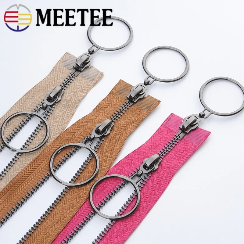 

Meetee 120CM 5# Double Open-end Metal Zippers for Sewing Zip Garment Accessories Jeans Zippers Jacket /Overcoat DIY Tools AP367