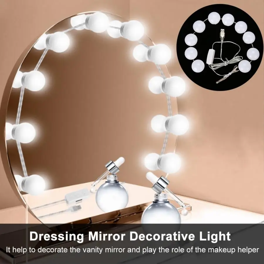 Makeup Mirror LED Lights Dimmable Bulb Warm/Cold Tones Dressing Decorative Light Pocket | Красота и здоровье