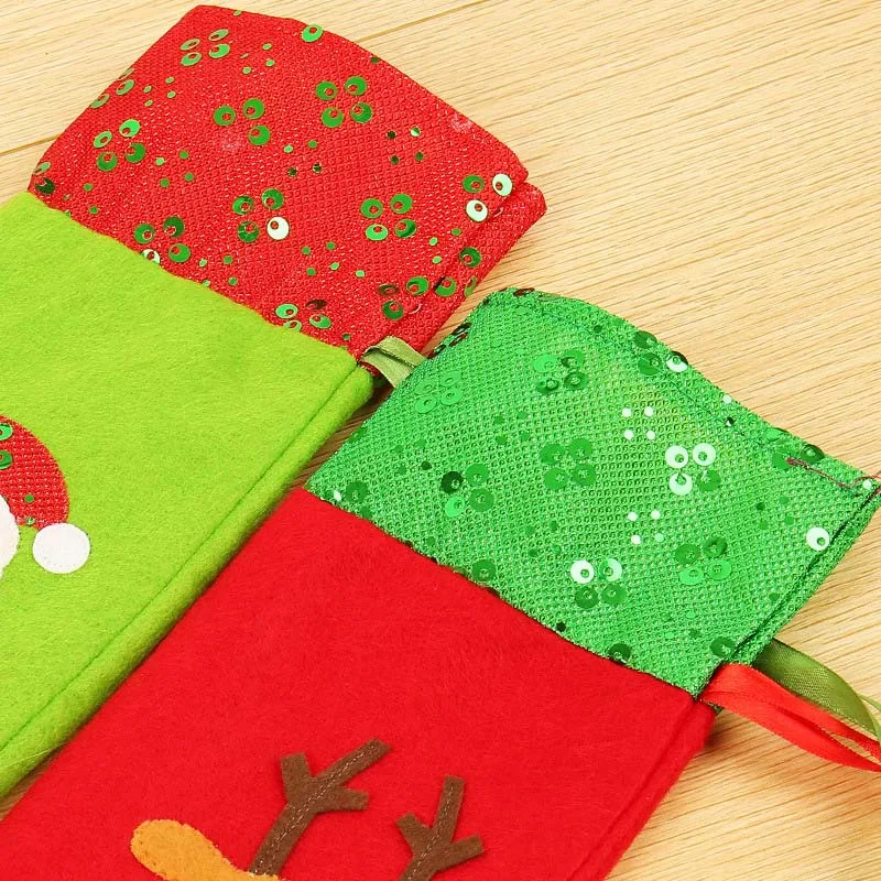 Christmas Red Wine Bottle Covers Sequin Embroidery Santa Claus Snowman Elk Red Wine Bottle Covers