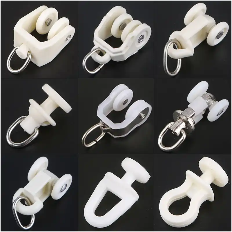 40Pcs Plastic Window Curtain Rod Slide Rail Track Glider Hooks Drape