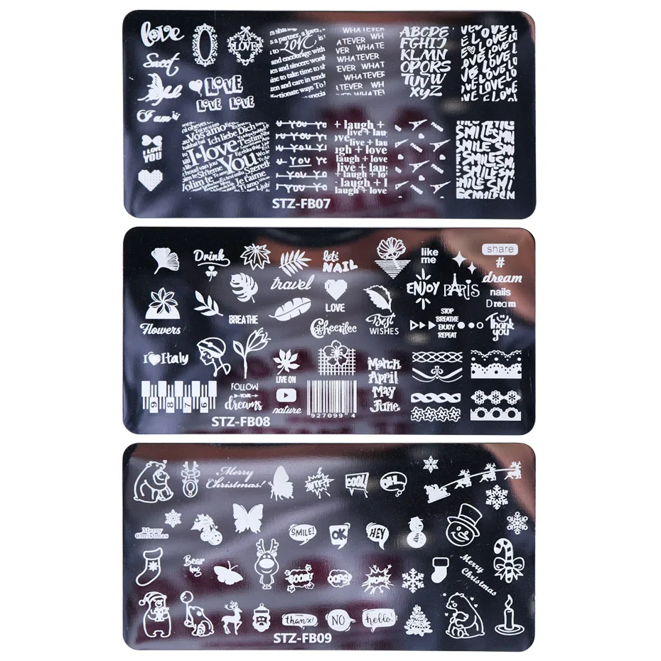 Nail Stamping Plates Leaves Flower Nail Template Christmas Halloween Image Stamp Manicure Polish Printing Stencil JISTZFB01-19