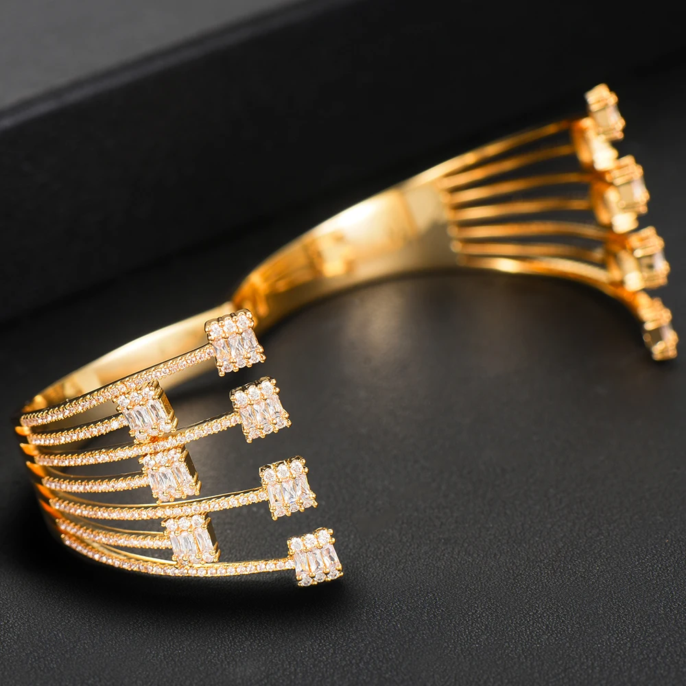 missvikki Luxury New Elegant Stacks Big Bangle For Women Wedding Baguette Arabia Bangle Bridal brincos para as mulheres Hot
